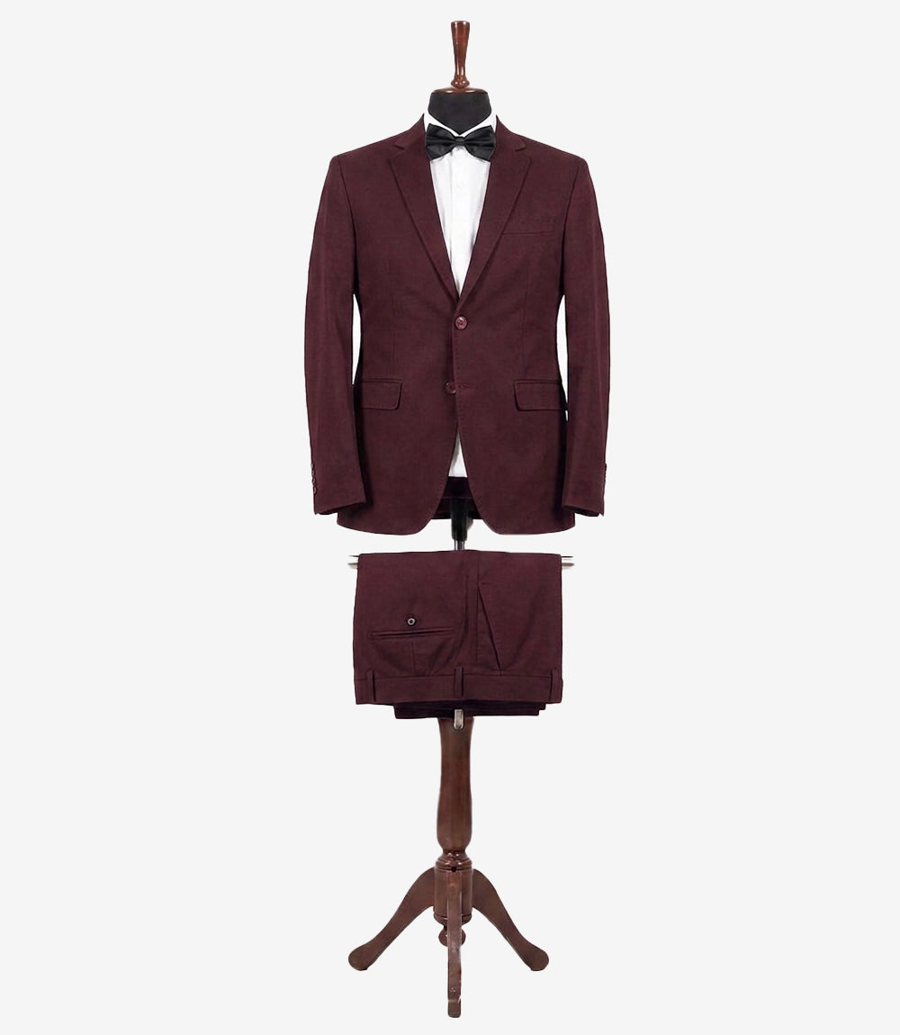 Men's Two Piece Burgundy Tuxedo Jacket — Notch Lapel