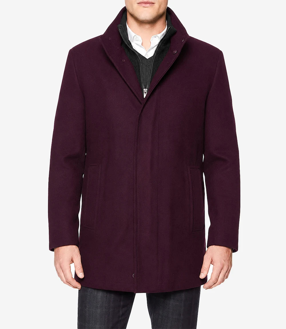 Rafferty Men’s Burgundy Wool Car Coat – Modern Fit