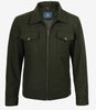 Men's Olive Green Wool Utility Jacket - Zip Closure