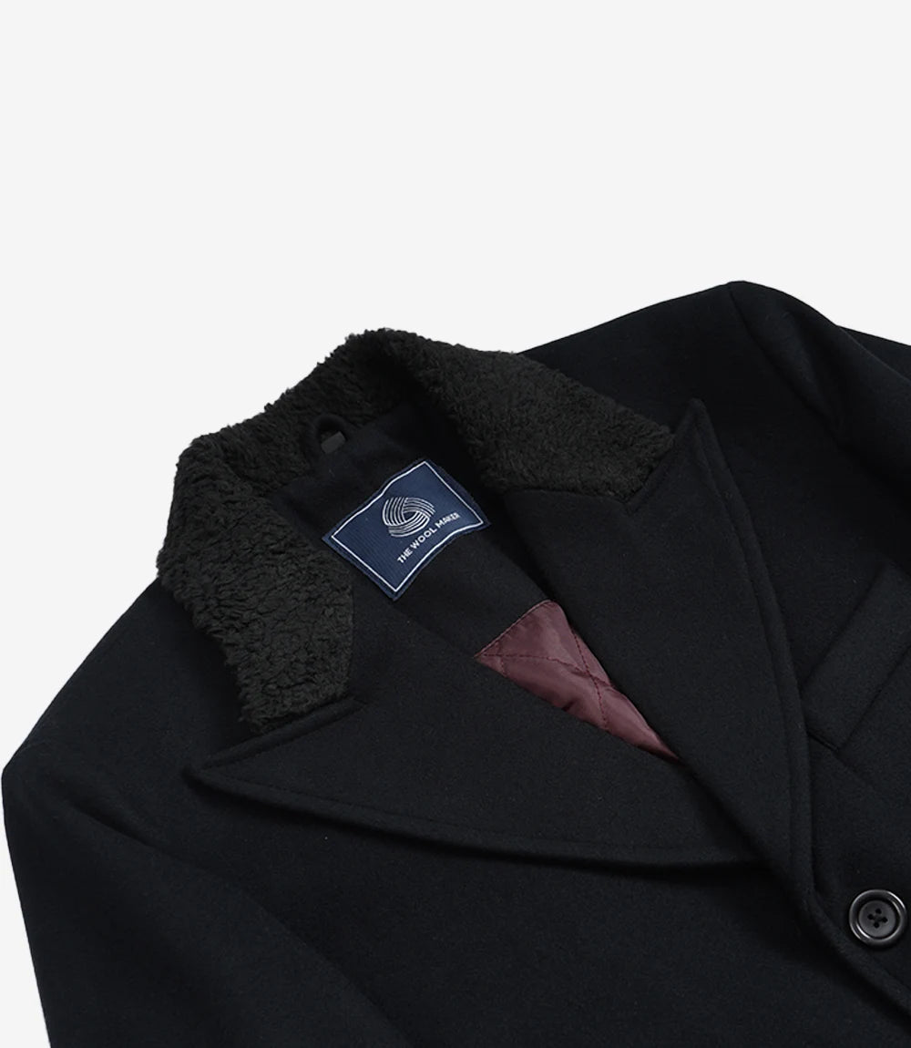 Shelby Men's 1920's Gangster Classic Black Coat - Wool Overcoat