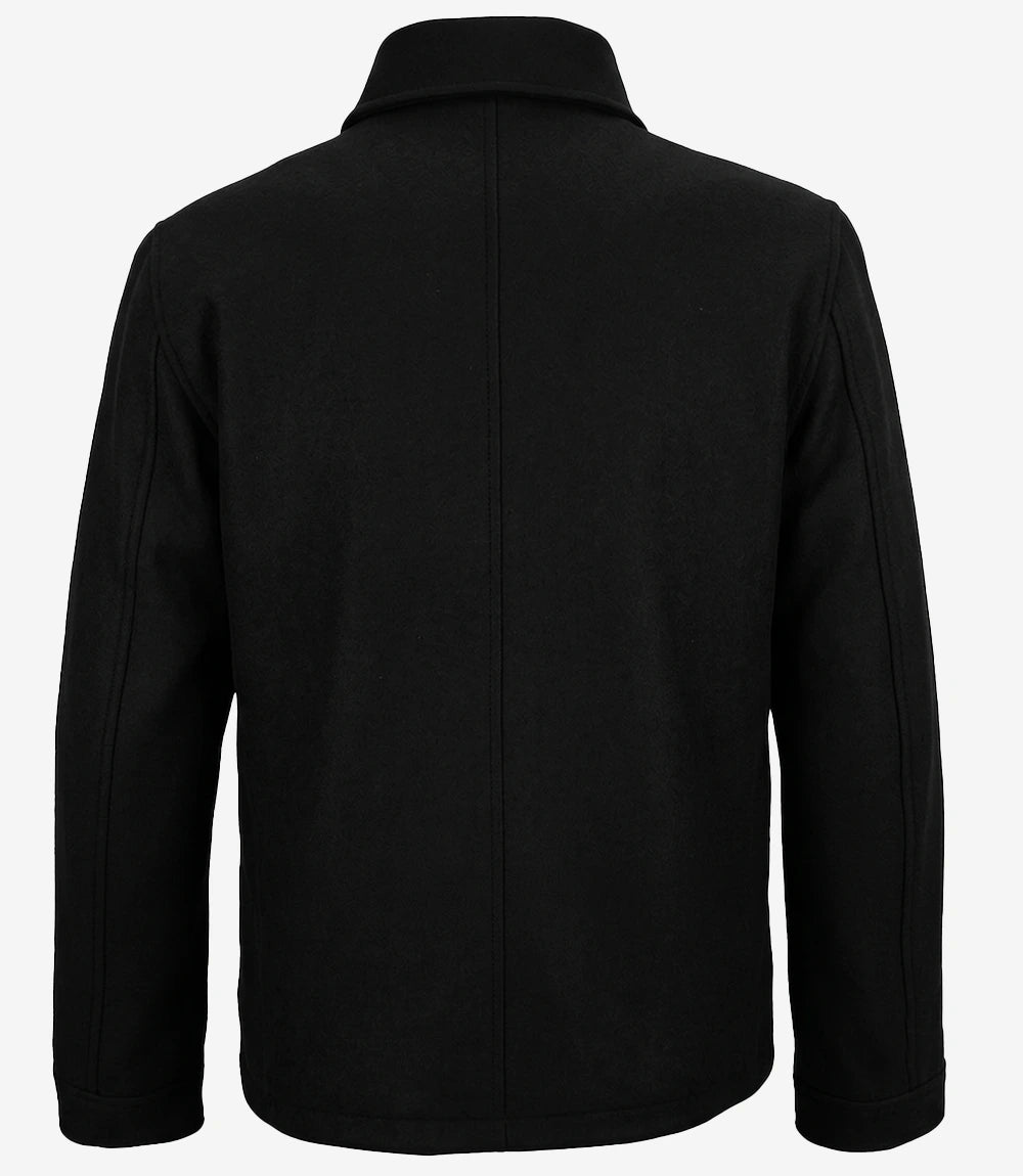 Kevin's Men's Black Wool Button up Jacket - Black - view 5