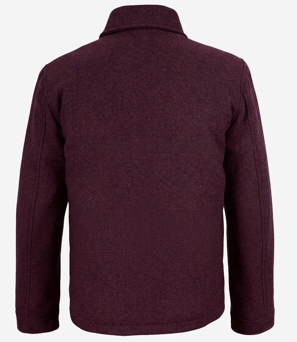 Kevin's Men's Burgundy Wool Button up Jacket - Burgundy - view 5
