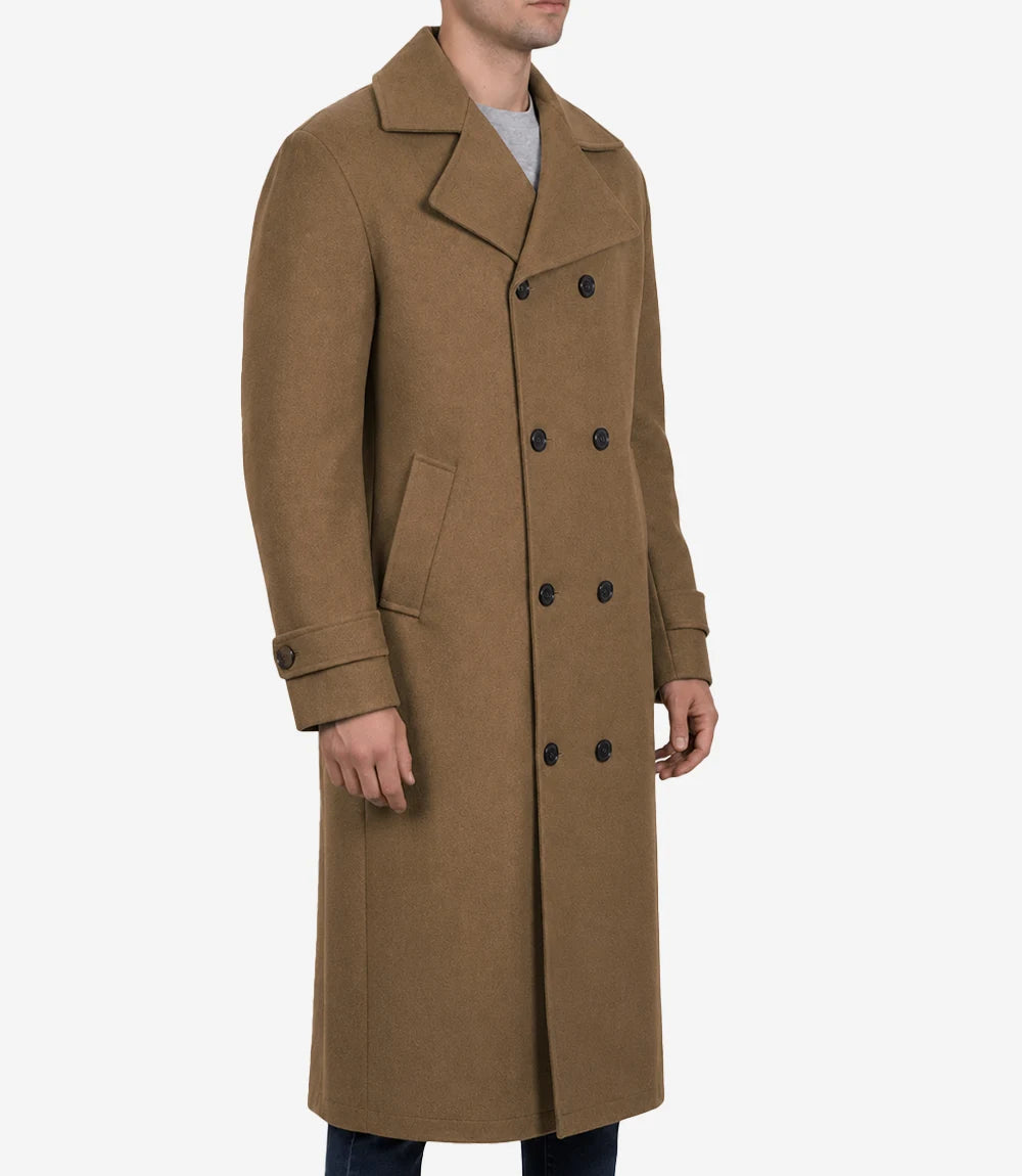 Kenney Men’s Double-Breasted Camel Wool Coat - Camel - view 2