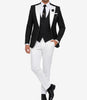 Mens 3 Piece Black and White Tuxedo - Slim Fit Wedding Tuxedo