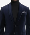 Mens 2 Button Deep Blue Velvet Tuxedo with Shawl Lapel