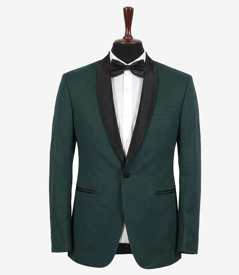 Men’s Green Tuxedo Jacket with Black Satin Shawl Lapel
