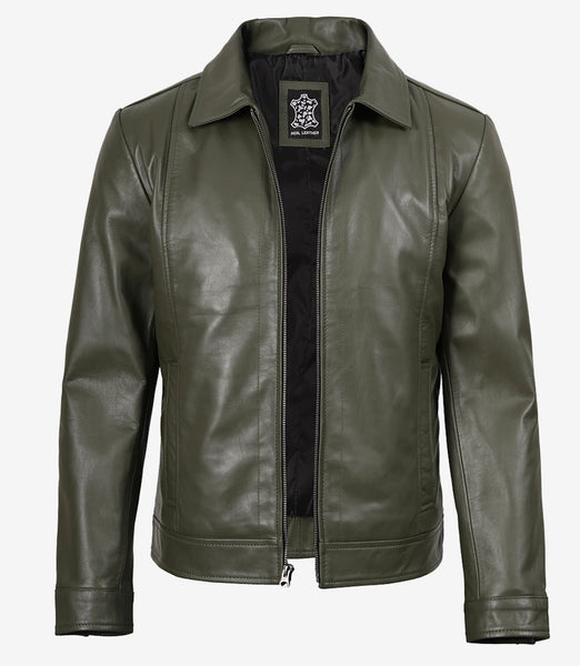 Mens Green Vintage Leather Jacket | Green Classic Leather Jacket
