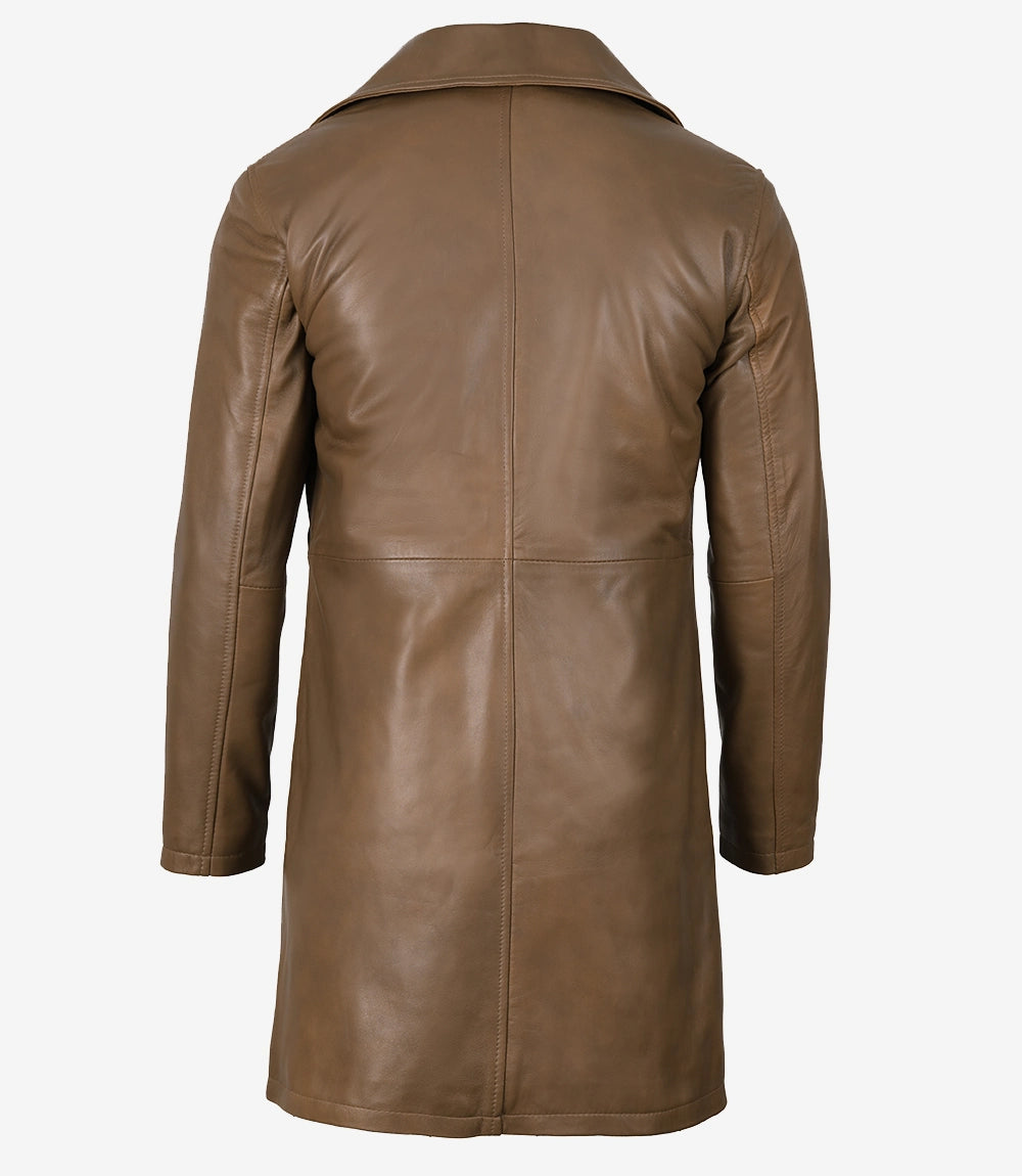 Mens Real Lambskin Leather Brown Coat