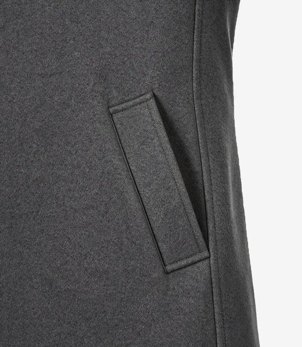 Men’s Single-Breasted Grey Wool Coat – Modern Fit - Grey - view 4