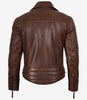 Men's Asymmetrical Cognac Biker Style Leather Jacket