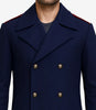 Men's Navy Blue Wool Coat – Double-Breasted