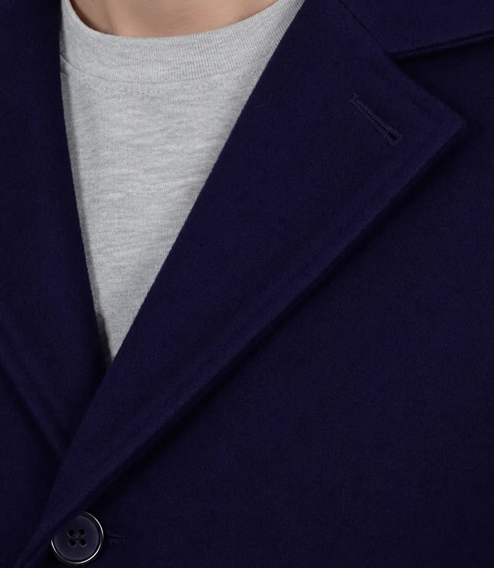 Men’s Single-Breasted Aron Blue Wool Coat – Modern Fit - Blue - view 5
