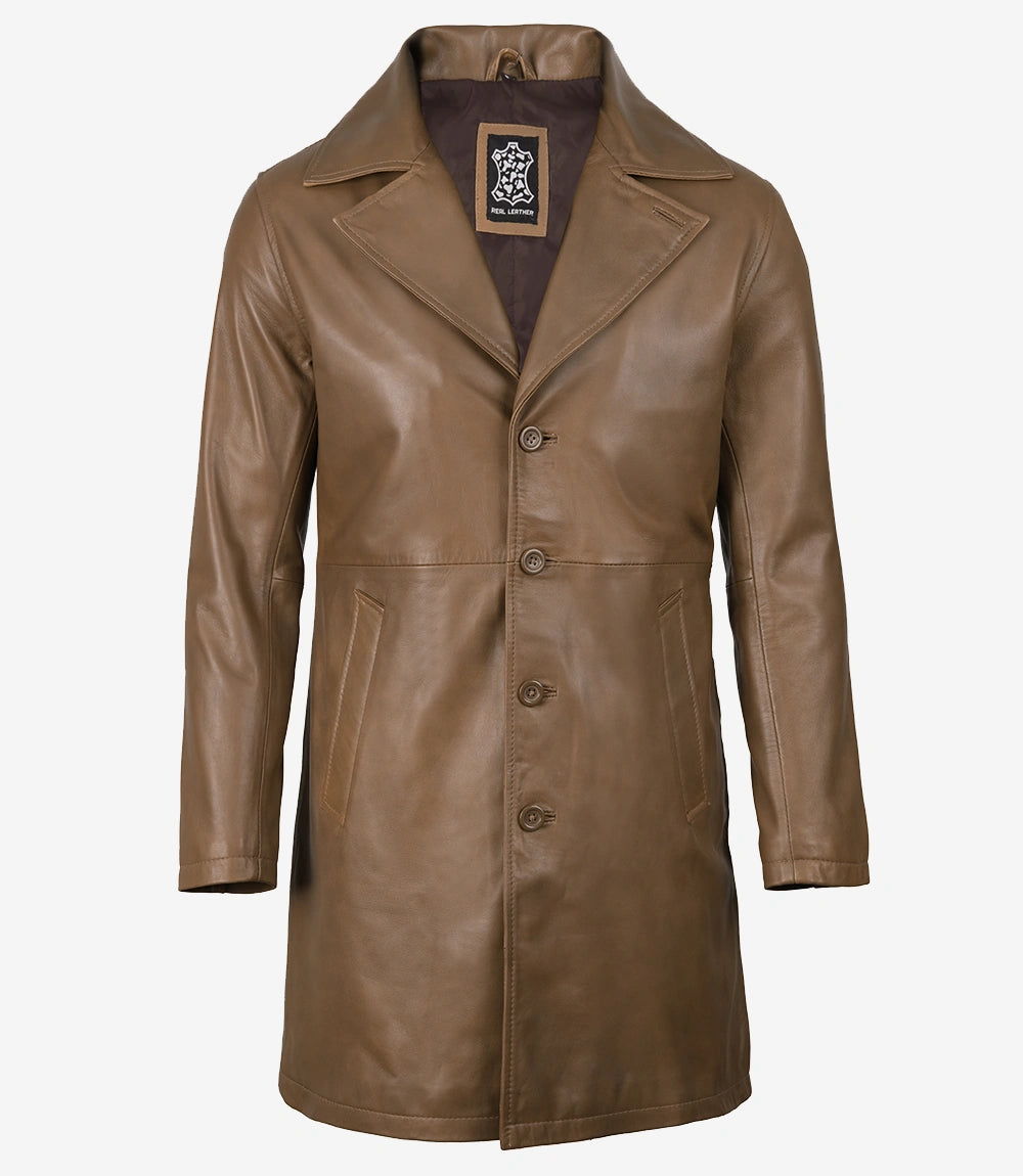 Mens Real Lambskin Leather Brown Coat