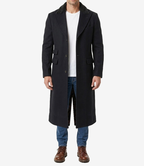 Shelby Men's 1920's Gangster Classic Black Coat - Wool Overcoat
