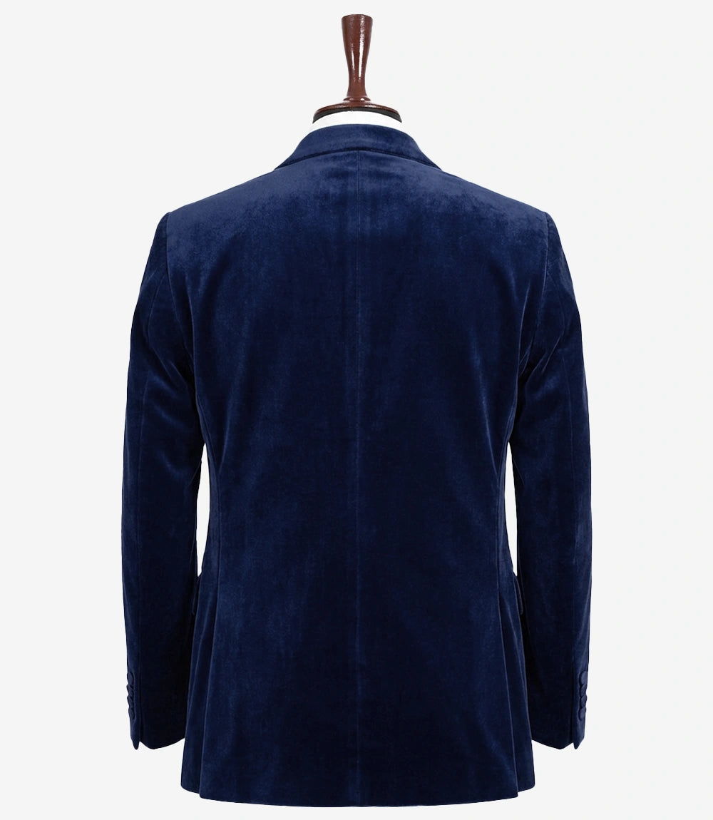 Men's Blue Velvet Tuxedo Jacket — Notch Lapel