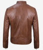 Mens Tall Cognac Leather Biker Style Jacket