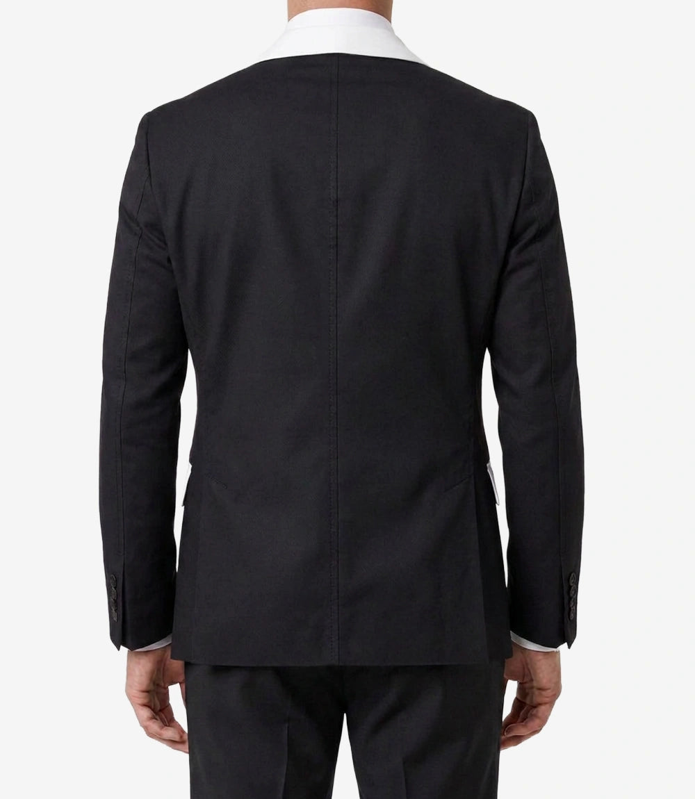 Men’s Black Tuxedo Jacket with White Satin Shawl Lapel