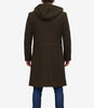 Delbert Mens Olive Green Hooded Wool Coat