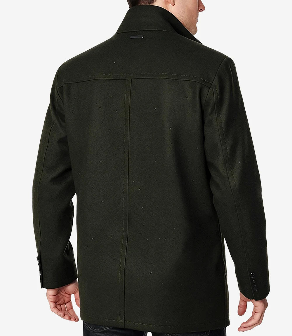 Rafferty Men’s Olive Green Wool Car Coat – Modern Fit - Olive Green - view 2