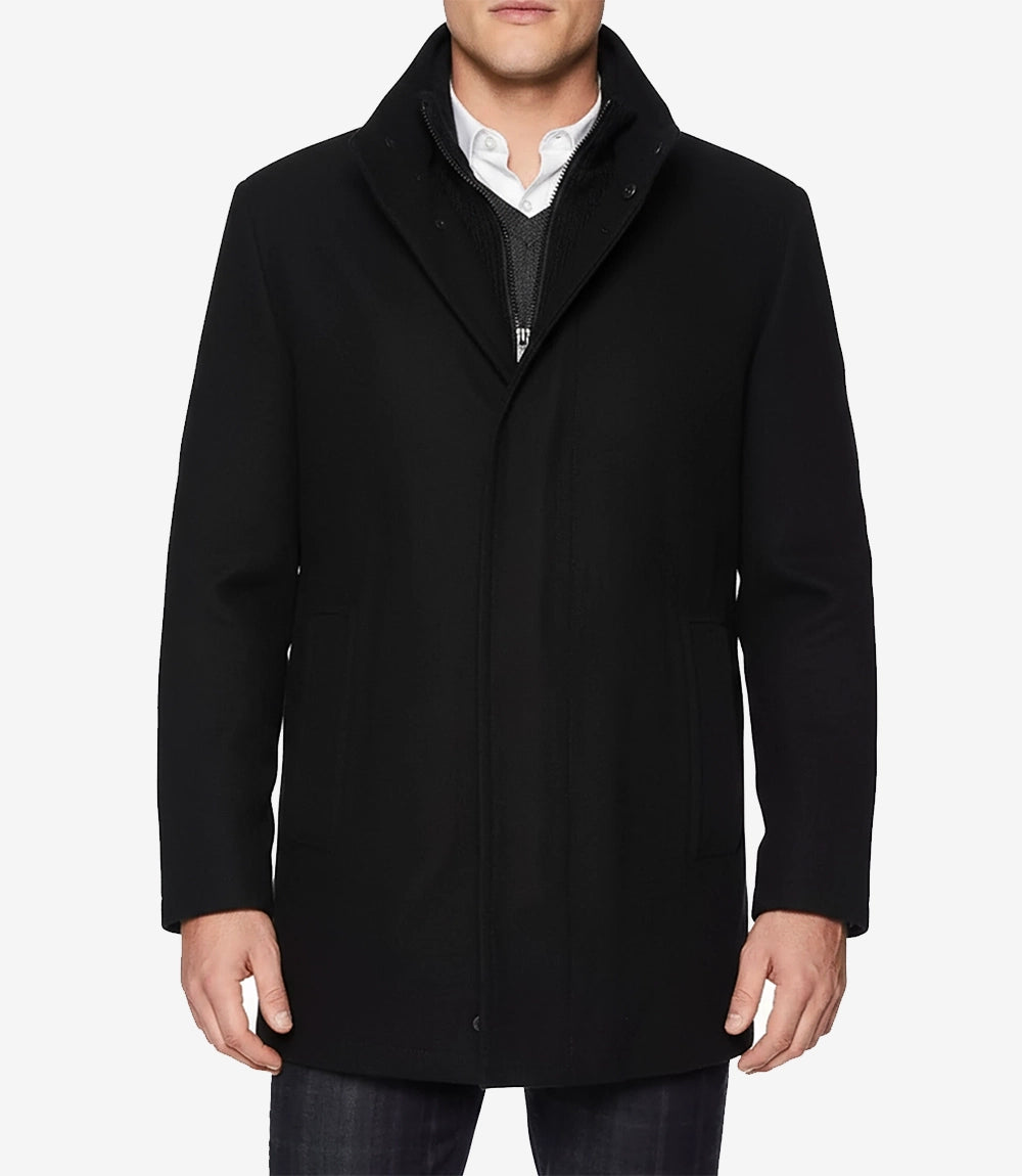 Rafferty Men's Black Wool Car Coat – Modern Fit