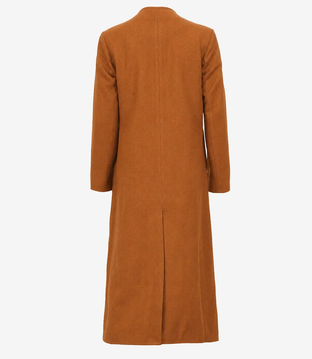 Rosario Runway: Women's Collarless Rust Wool Coat - Rust - view 5