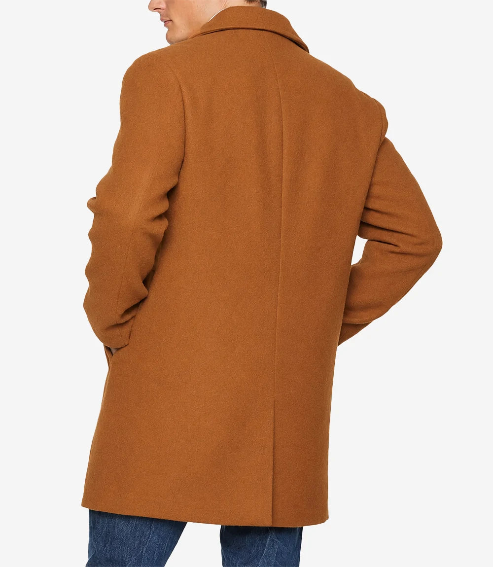 Armando Mens Rust Mid Length Wool Overcoat - Rust - view 2