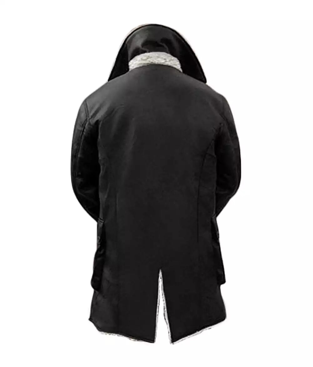 Black Leather Shearling Coat Mens