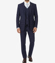Men's Navy Blue Check 3-Piece Suit – 1920s Vintage-Inspired