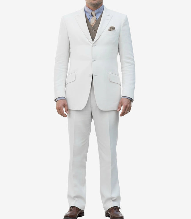 Men's Off-White Three-Piece Suit – Peak Lapel Wedding & Formal Attire