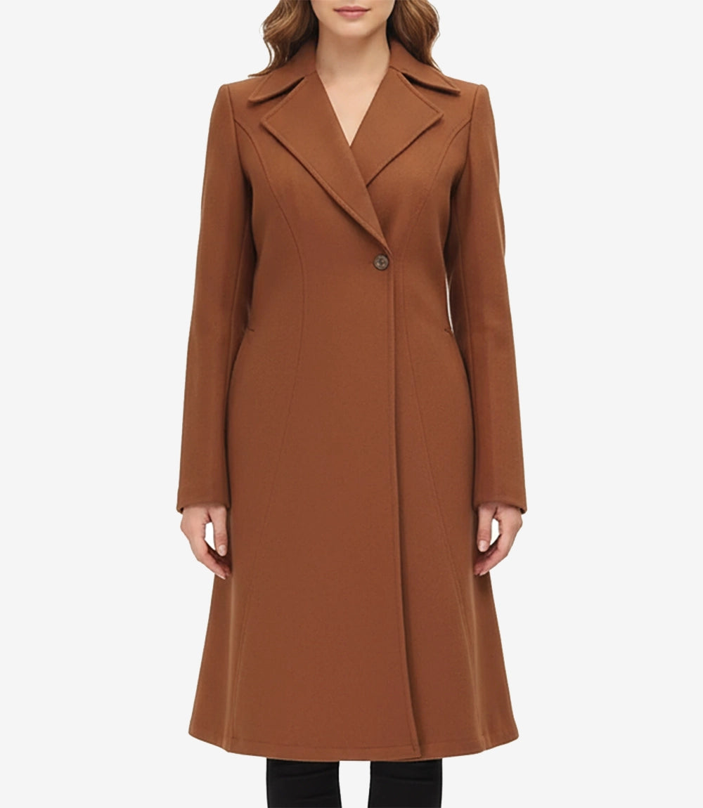 Denise Women's Double-Breasted Camel Coat – Premium Wool