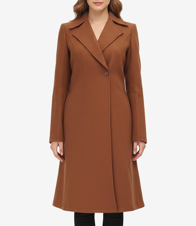Denise Women's Double-Breasted Camel Coat – Premium Wool
