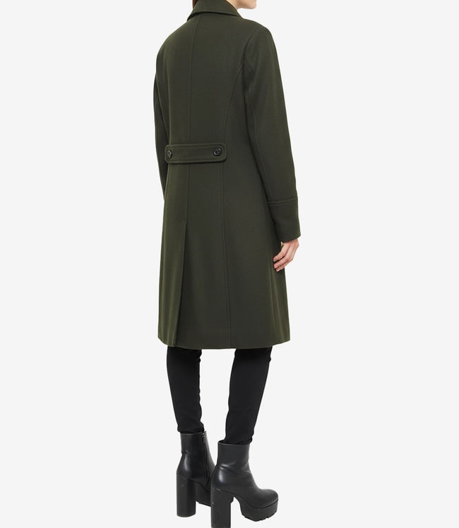 Womens Olive Green Double Breasted Wool Coat