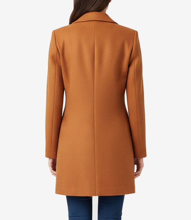 Barbara 3/4 Length Rust Wool Coat for Women