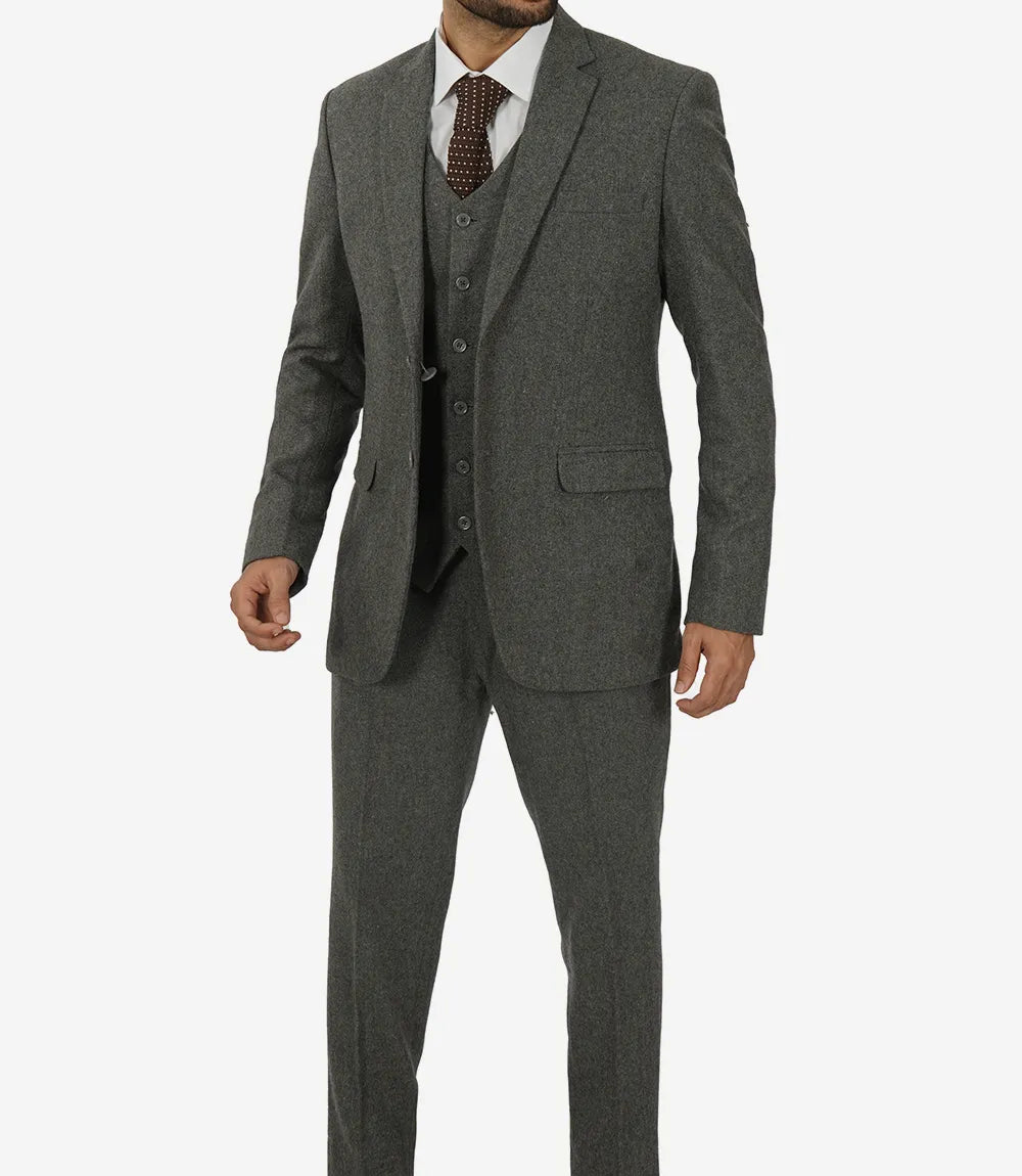 Men's Three-Piece Two-Button Gray Gangster Suit