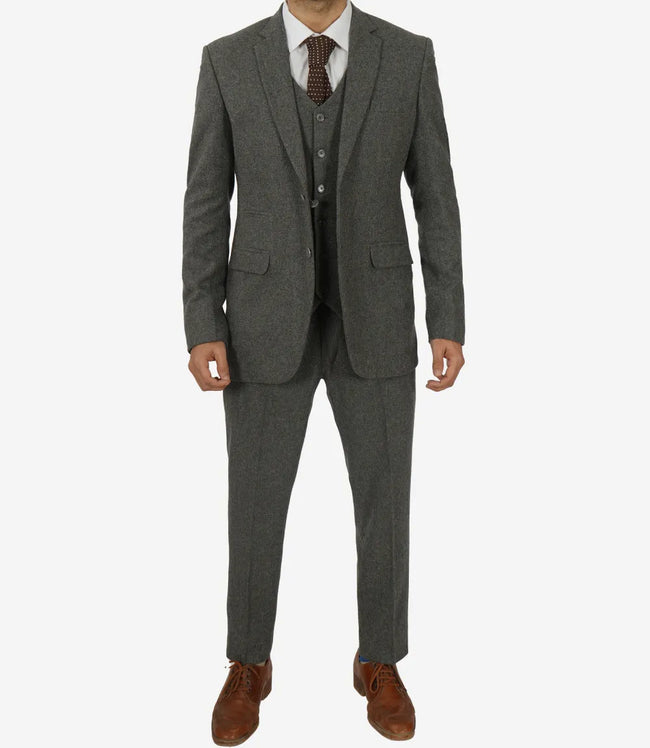 Men's Three-Piece Two-Button Gray Gangster Suit