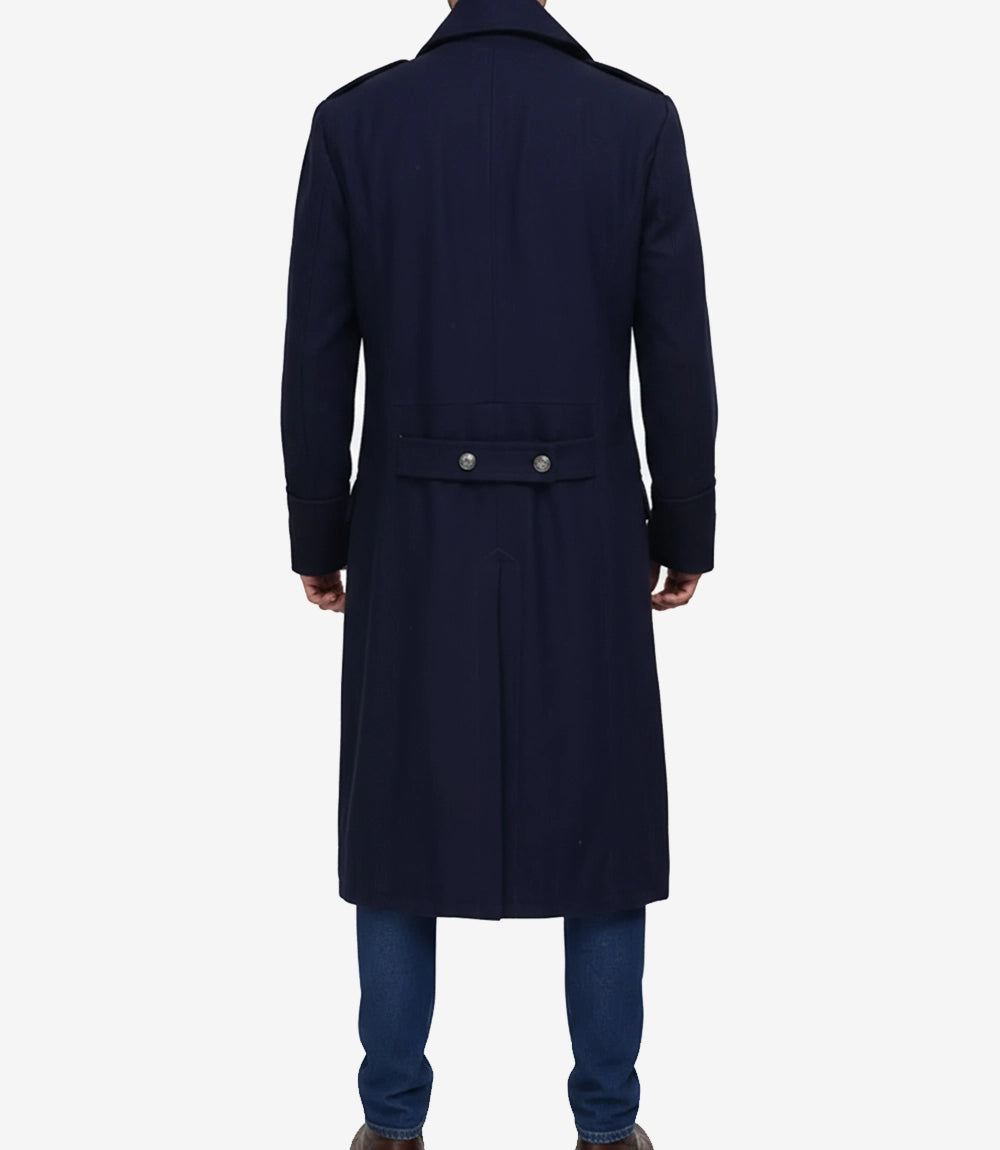 Wallace Men's Blue Overcoat – Double-Breasted