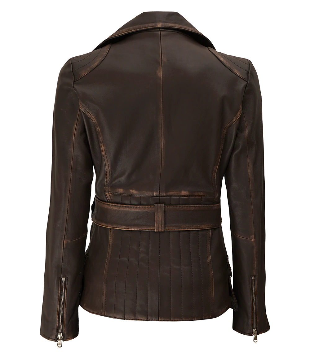 Womens Vintage Brown Leather Jacket
