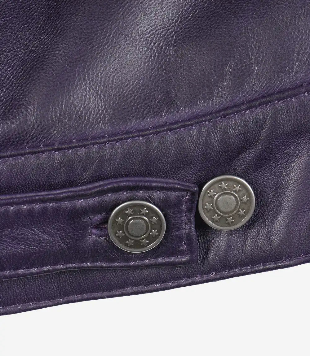 Women's Purple Leather Trucker Jacket