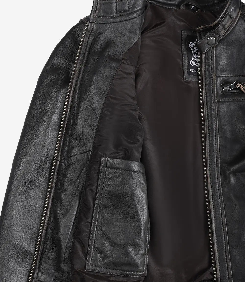 Women's Quilted Distressed Brown Real Lambskin Leather Biker Style Jacket