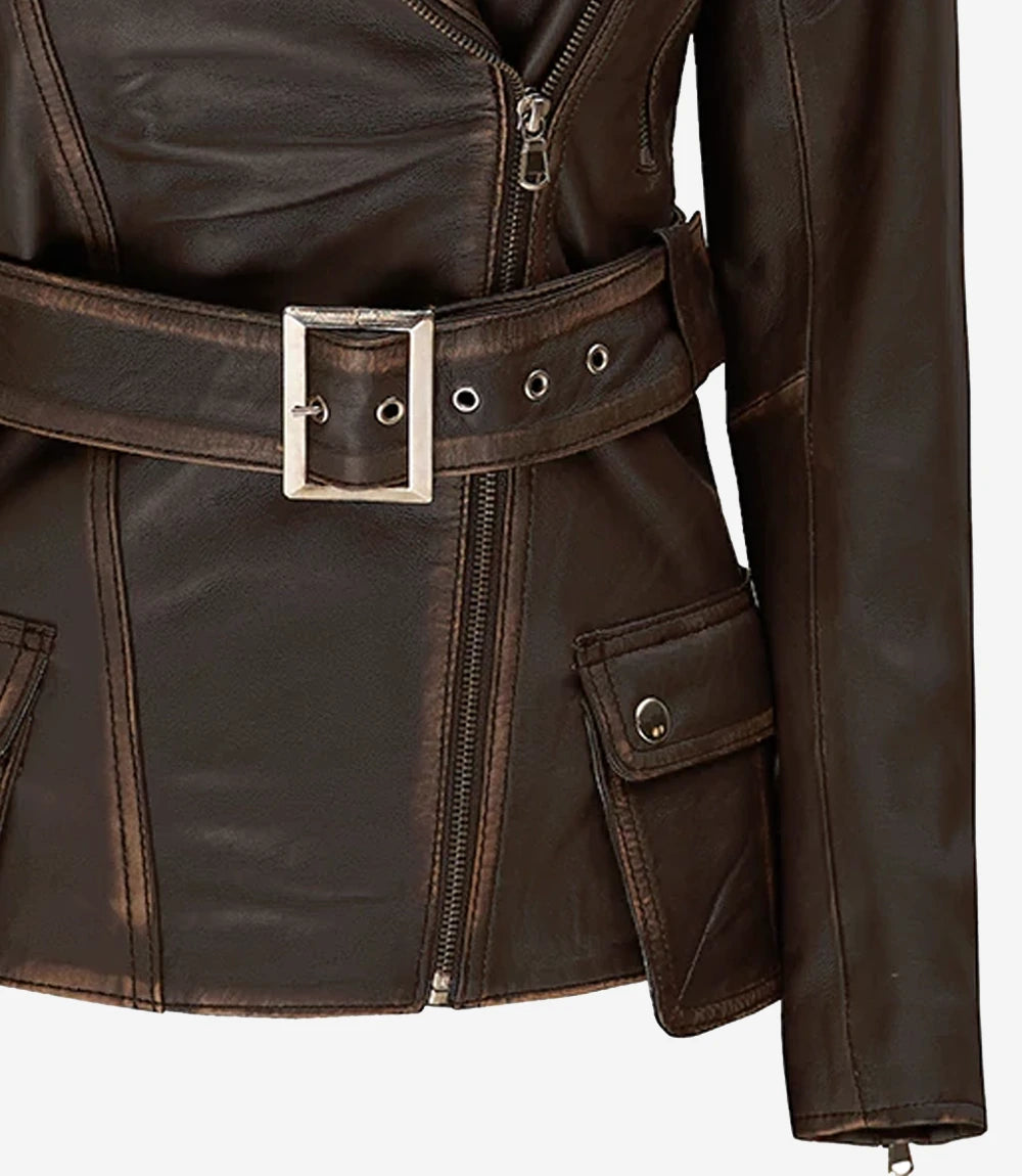 Womens Vintage Brown Leather Jacket