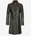 Women's Distressed Brown 3/4 Length Leather Coat
