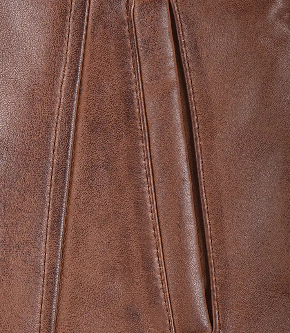 Womens Cognac 3 4 Length Leather Coat