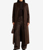 Rosario Womens Collarless Chocolate Brown Wool Trench Coat