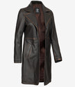 Women's Distressed Brown 3/4 Length Leather Coat
