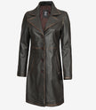 Women's Distressed Brown 3/4 Length Leather Coat