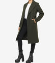 Womens Olive Green Double Breasted Wool Coat