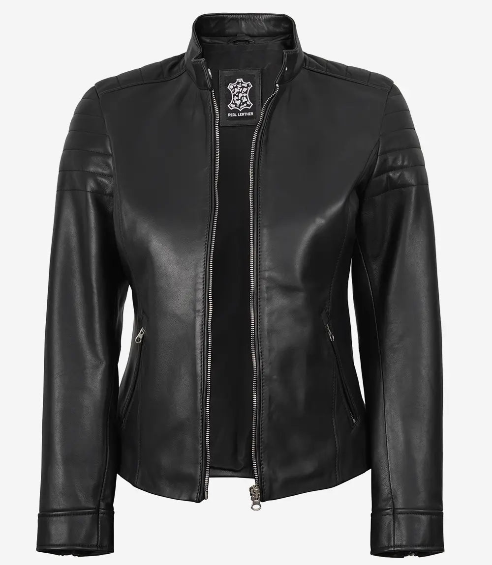 Carrie Black Leather Jacket for Women