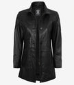 Bristol Womens Black Leather Car Coat - 3/4 Length