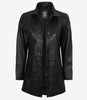 Bristol Womens Black Leather Car Coat - 3/4 Length