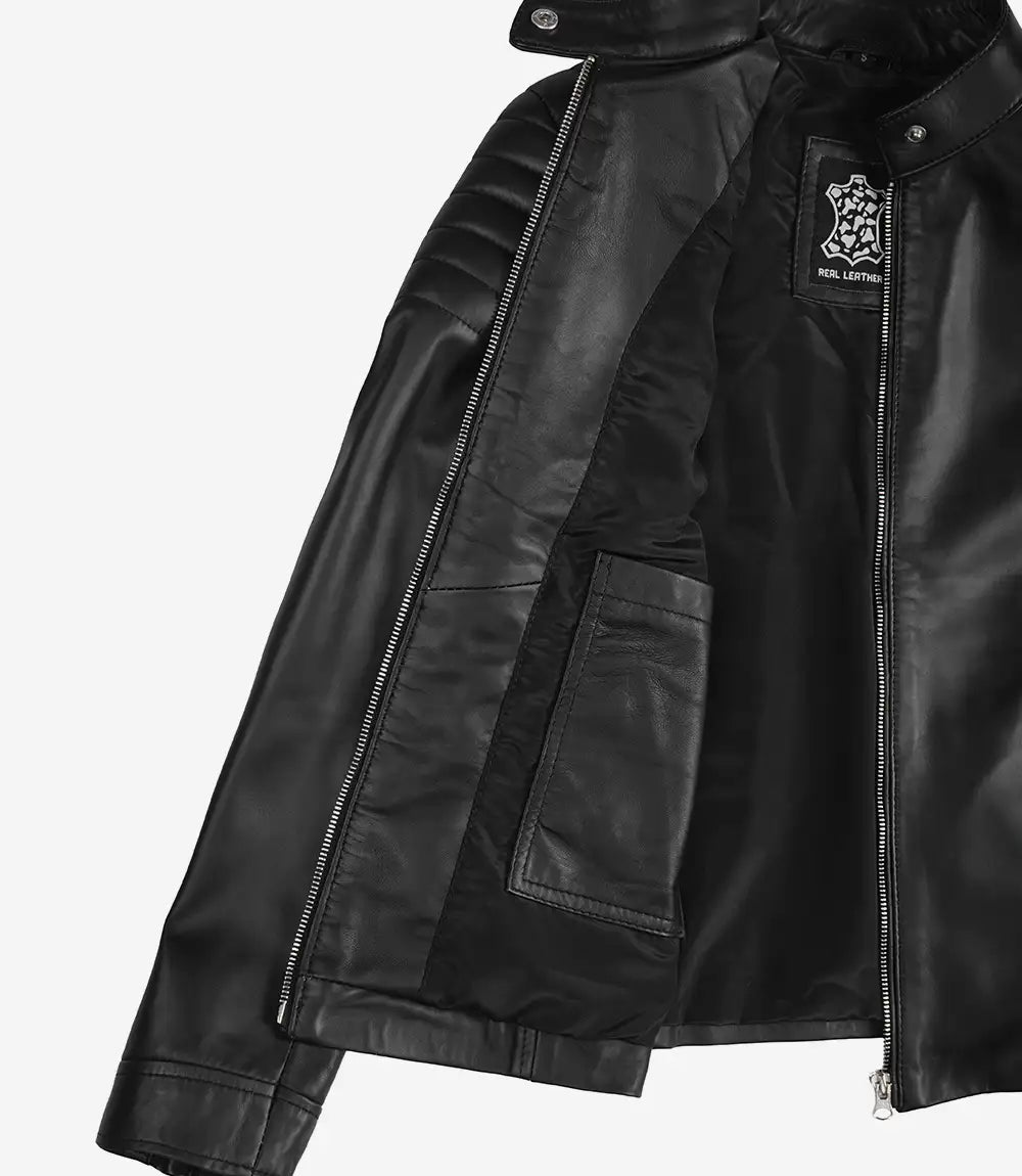 Carrie Black Leather Jacket for Women